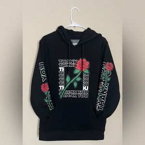 Brooklyn Cloth Black Streetwear Thank You Printed Sleeves Hoodie With Pocket